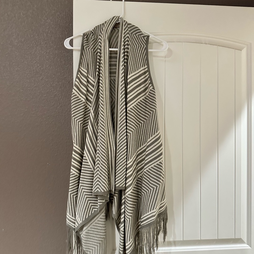 Striped Fringe Vest